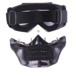 Face protection mask, made from hard plastic + ski goggles, dark grey lenses, skull model, GID01